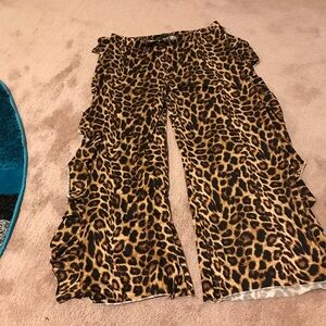 Leopard Print Ruffle Pants